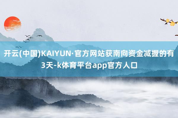 开云(中国)KAIYUN·官方网站获南向资金减握的有3天-k体育平台app官方人口