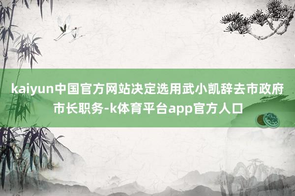 kaiyun中国官方网站决定选用武小凯辞去市政府市长职务-k体育平台app官方人口