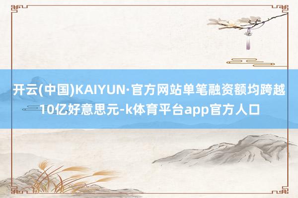 开云(中国)KAIYUN·官方网站单笔融资额均跨越10亿好意思元-k体育平台app官方人口