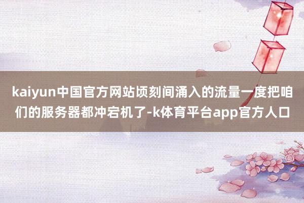 kaiyun中国官方网站顷刻间涌入的流量一度把咱们的服务器都冲宕机了-k体育平台app官方人口