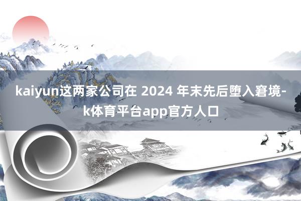 kaiyun这两家公司在 2024 年末先后堕入窘境-k体育平台app官方人口