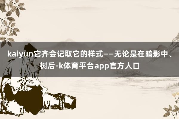 kaiyun它齐会记取它的样式——无论是在暗影中、树后-k体育平台app官方人口