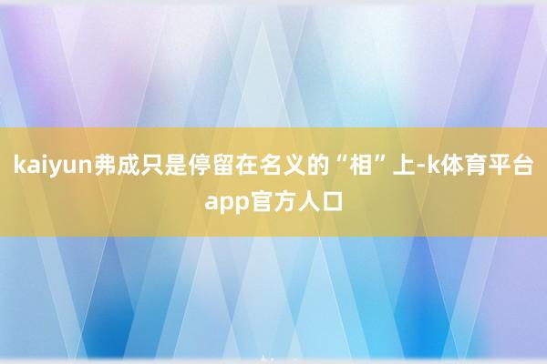 kaiyun弗成只是停留在名义的“相”上-k体育平台app官方人口