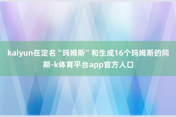 kaiyun在定名“玛姆斯”和生成16个玛姆斯的同期-k体育平台app官方人口