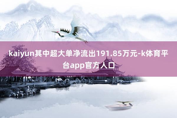 kaiyun其中超大单净流出191.85万元-k体育平台app官方人口