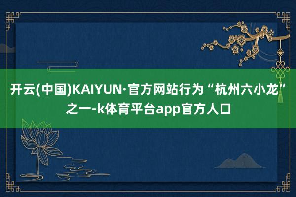 开云(中国)KAIYUN·官方网站行为“杭州六小龙”之一-k体育平台app官方人口