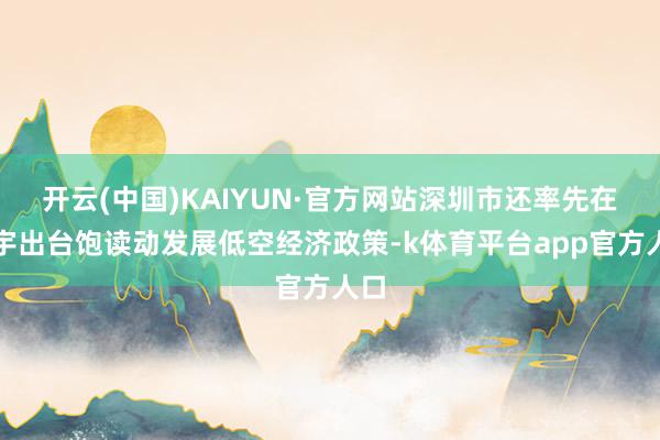开云(中国)KAIYUN·官方网站深圳市还率先在寰宇出台饱读动发展低空经济政策-k体育平台app官方人口