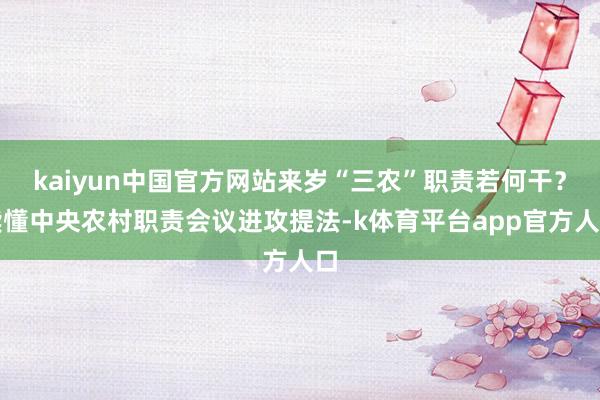 kaiyun中国官方网站来岁“三农”职责若何干？读懂中央农村职责会议进攻提法-k体育平台app官方人口