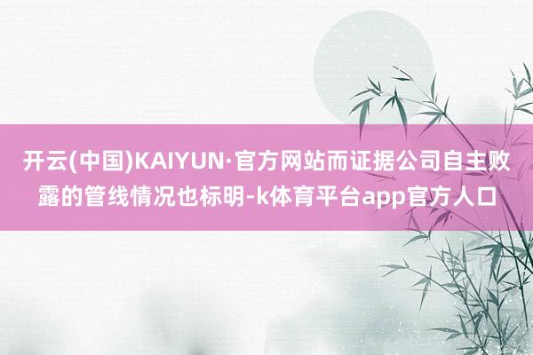 开云(中国)KAIYUN·官方网站而证据公司自主败露的管线情况也标明-k体育平台app官方人口