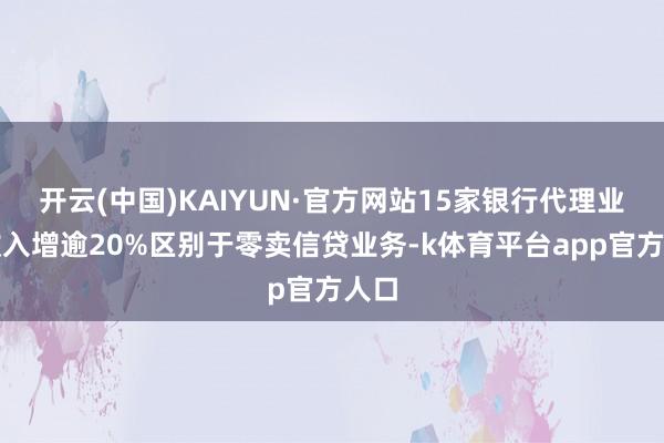 开云(中国)KAIYUN·官方网站15家银行代理业务收入增逾20%区别于零卖信贷业务-k体育平台app官方人口