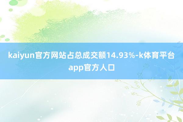 kaiyun官方网站占总成交额14.93%-k体育平台app官方人口