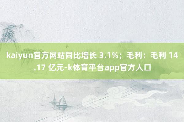 kaiyun官方网站同比增长 3.1%；毛利：毛利 14.17 亿元-k体育平台app官方人口
