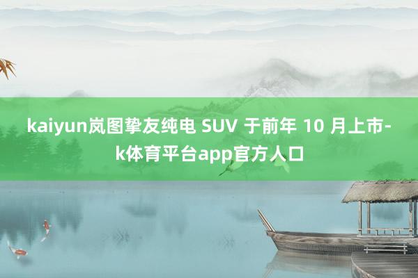 kaiyun岚图挚友纯电 SUV 于前年 10 月上市-k体育平台app官方人口