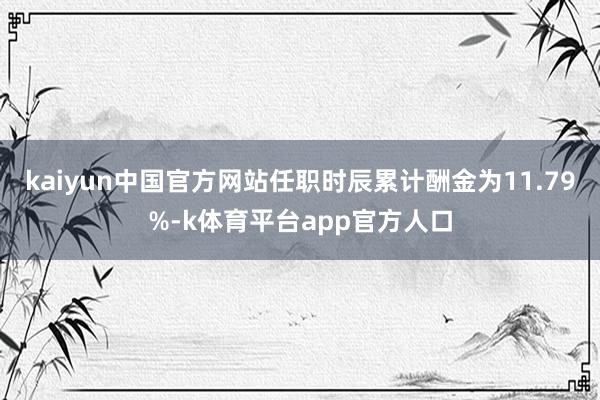 kaiyun中国官方网站任职时辰累计酬金为11.79%-k体育平台app官方人口